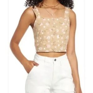 BP Beige Floral Print Crop Tank Top NWT sz S